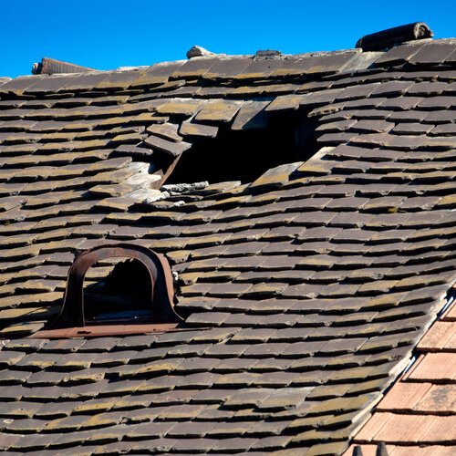 damaged tile roof