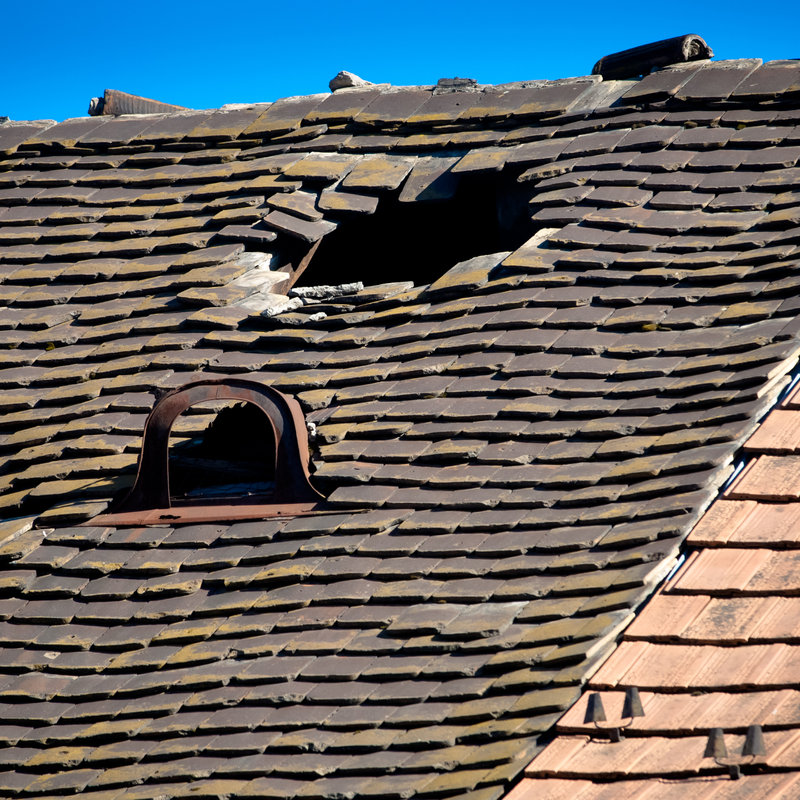 shingle roof with two holes